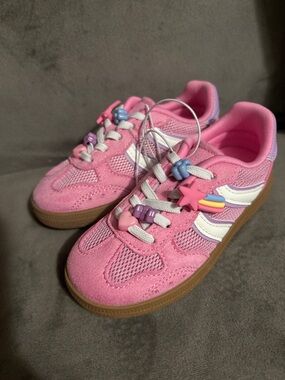Steve Madden Pink Suede & Mesh Kids Sneakers with Star Charm